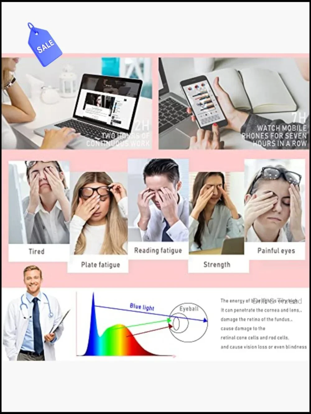 Blue Light Glasses 2 Pack for Men Women UV Protection Computer Gaming Reading